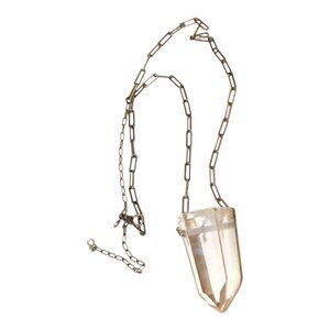 Joseph Brooks Large Quartz Crystal Necklace With Silver Chain - Handcrafted In B